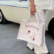 Beige Premium Tote Bag - Dogs & Wine Make Everything Fine