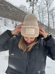 Beige Wool Beanie -  Fur Mama