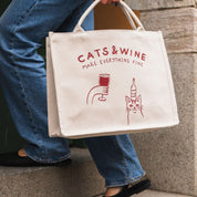 Beige Premium Tote Bag - Cats & Wine Make Everything Fine