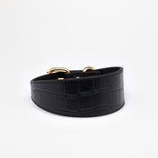 Black Croco Dog Collar Wide