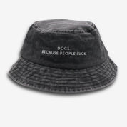 Black Denim Bucket Hat - Dogs. Because People Suck