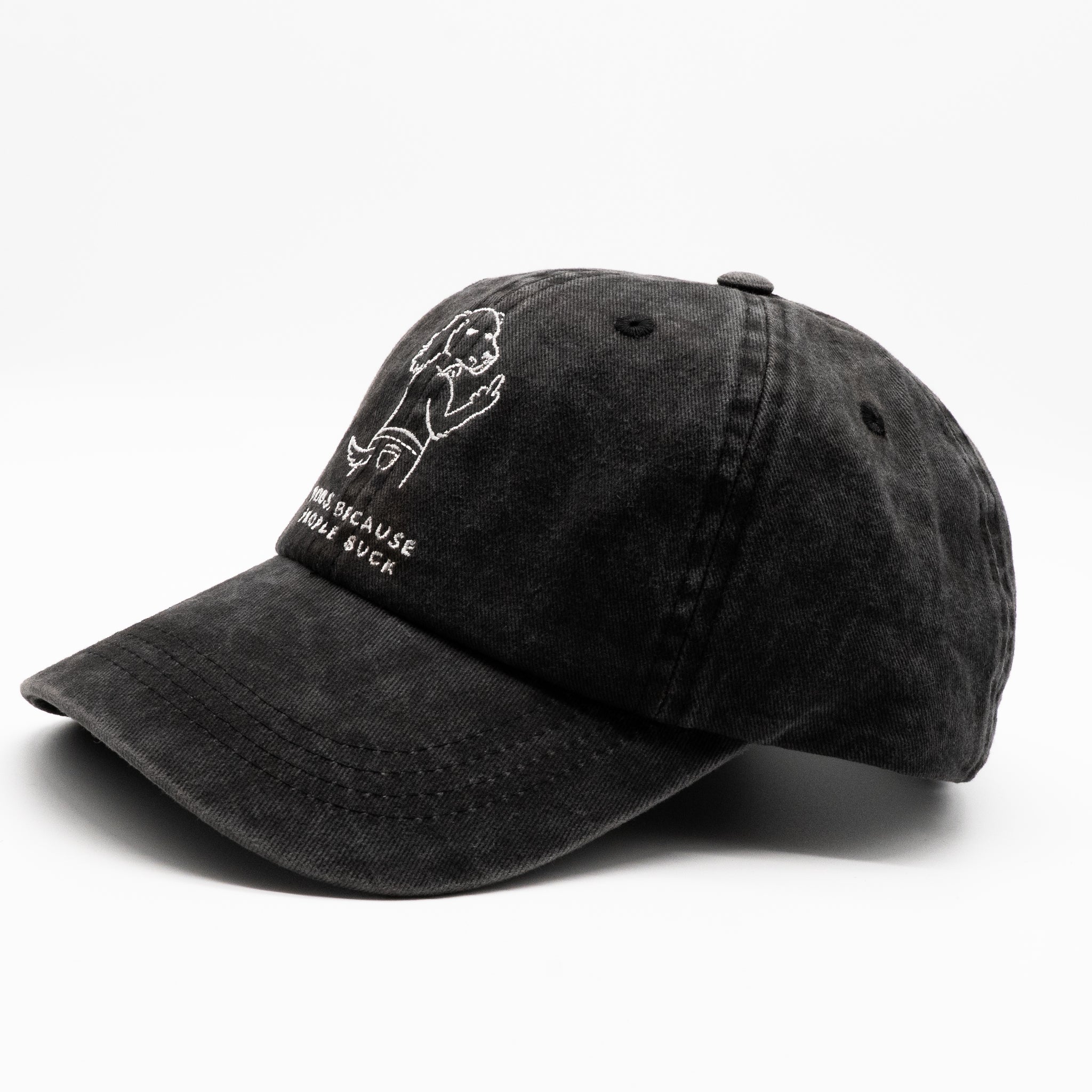 Black Denim Cap - Logo "Dogs. Because People Suck"