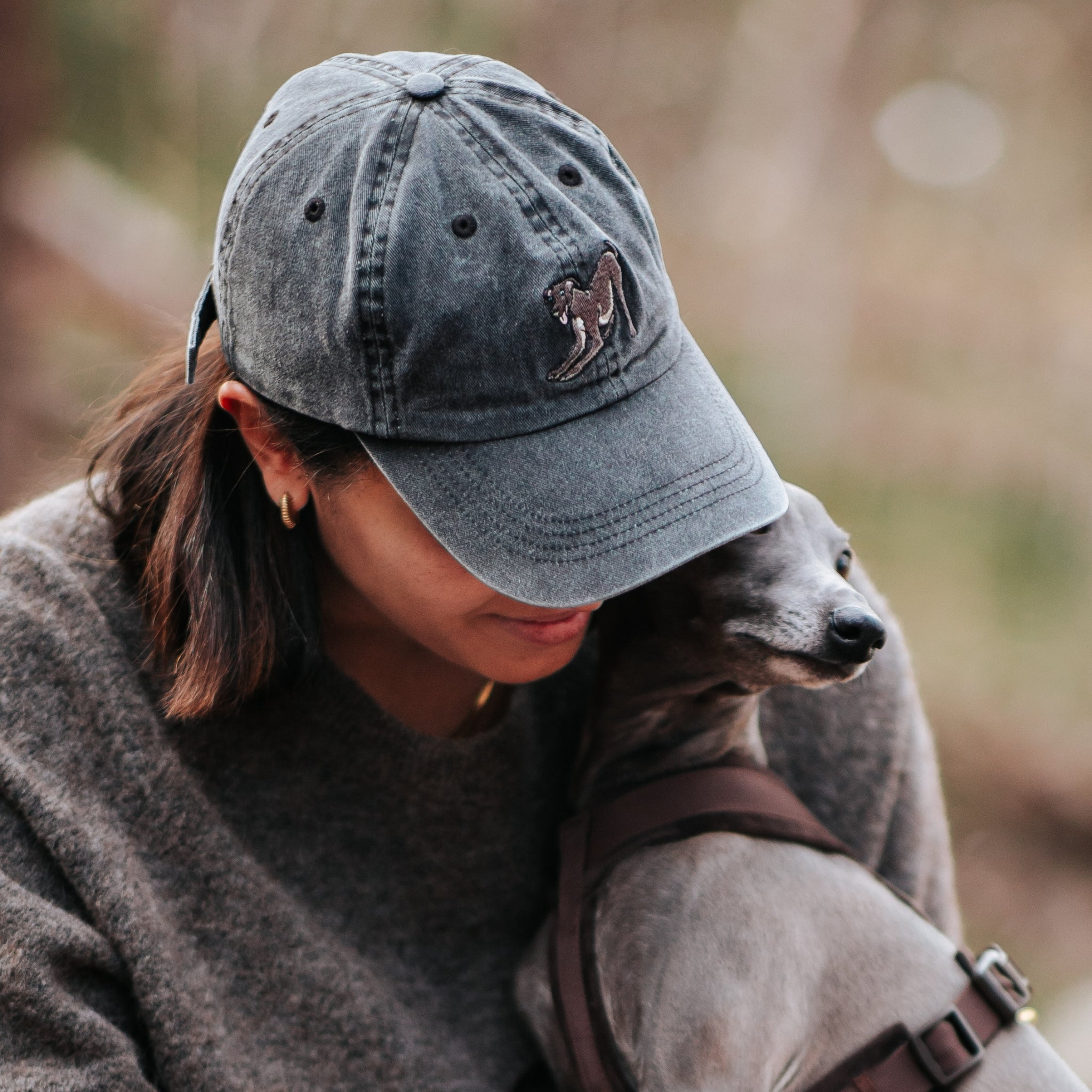 Black Denim Cap - Greyhound