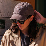 Brown Denim Cap - Logo "Cats & Wine Make Everything Fine"