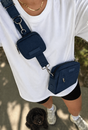 Dark Blue Denim Dog Walking Bag - Crossbody