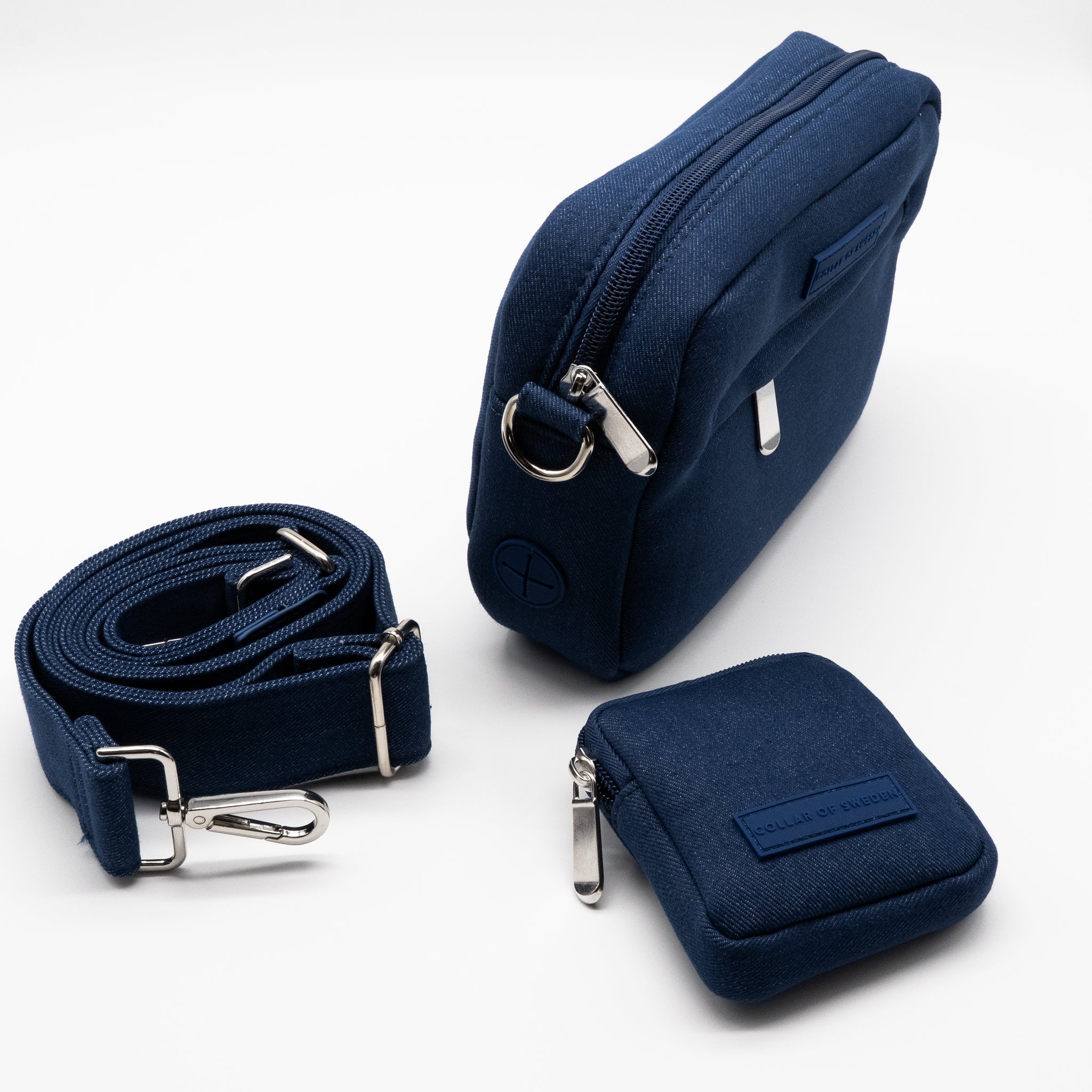 Dark Blue Denim Dog Walking Bag - Crossbody