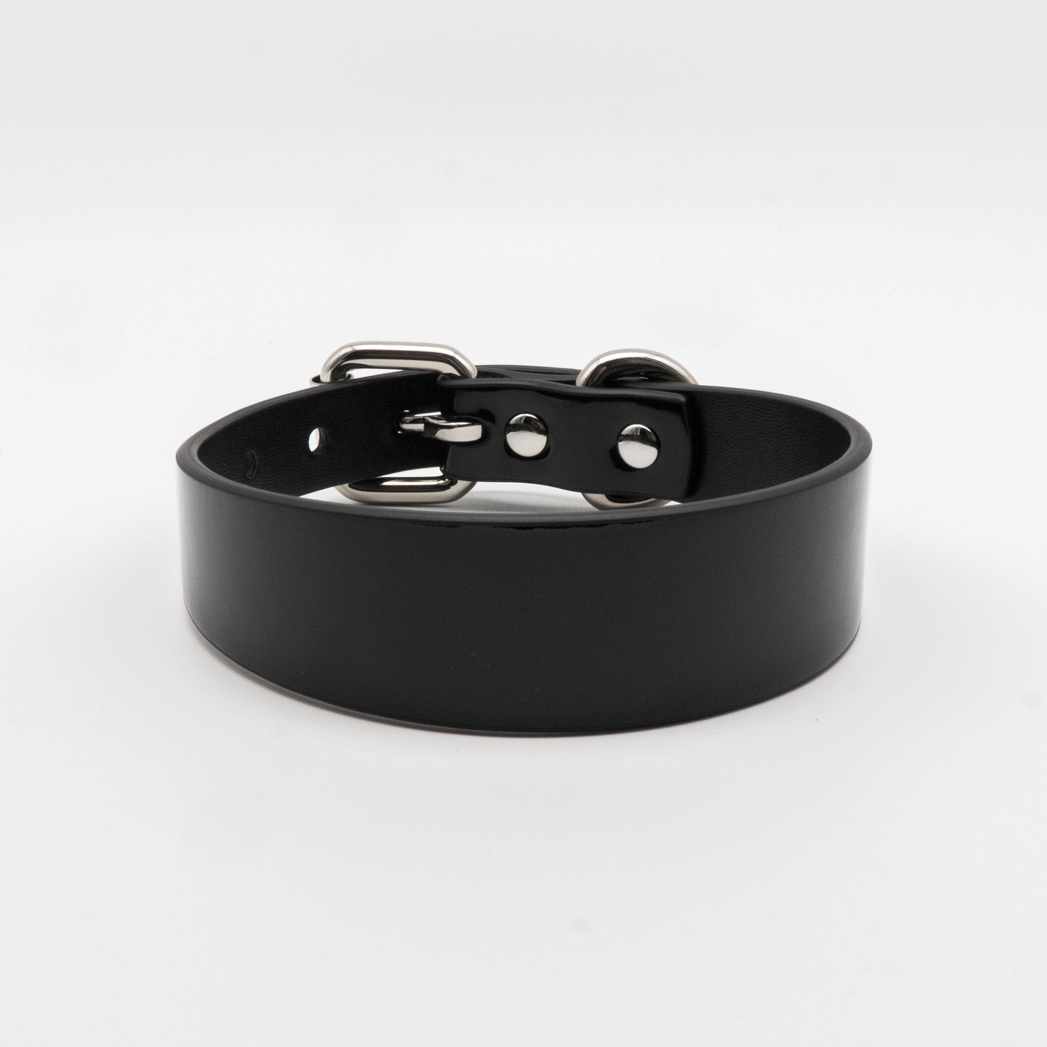 Glossy Black Dog Collar Thin