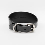 Glossy Black Dog Collar Wide