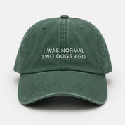 Green Denim Cap - I Was Normal Two Dogs Ago