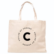 Beige canvas tote bag with the Collar of Sweden logotype