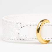 White Croco Dog Collar Thin