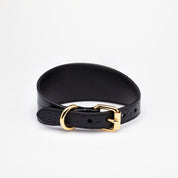 image - Black Croco Leather Collar XL Wide